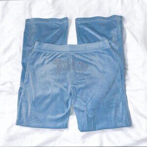 Baby Blue Juicy Couture Rhinestone Velour Track Sweatpants